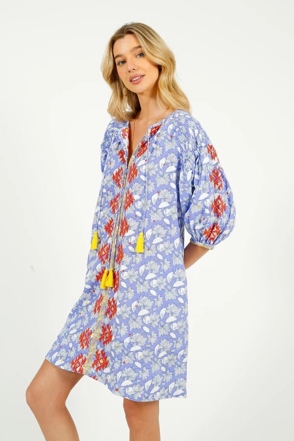 LILA PRINT DRESS in Orange Embr by Place de Soleil