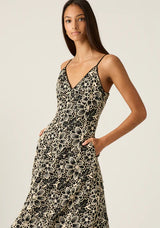 AMELIA EMBROIDERY MIDI DRESS in Black from MOS The Label