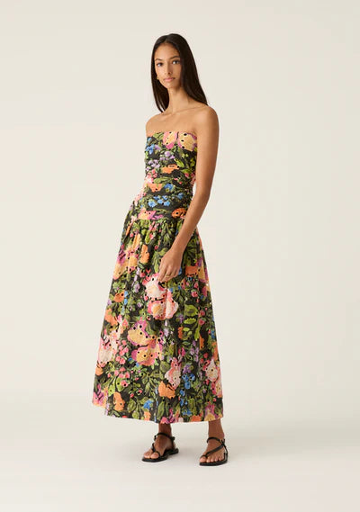 HARPER STRAPLESS DRESS in Harper Print from MOS The Label