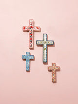 SAMIRA SMALL CROSS in Pink Eyes by Jones & Co