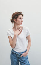 SONOMA SHORT SLEEVE V NECK TEE SON02AG | White - Darling & Domain