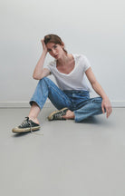 SONOMA SHORT SLEEVE V NECK TEE SON02AG | White - Darling & Domain