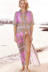 STEVIE MAXI DRESS in Aria Pink Blue from Lola Australia