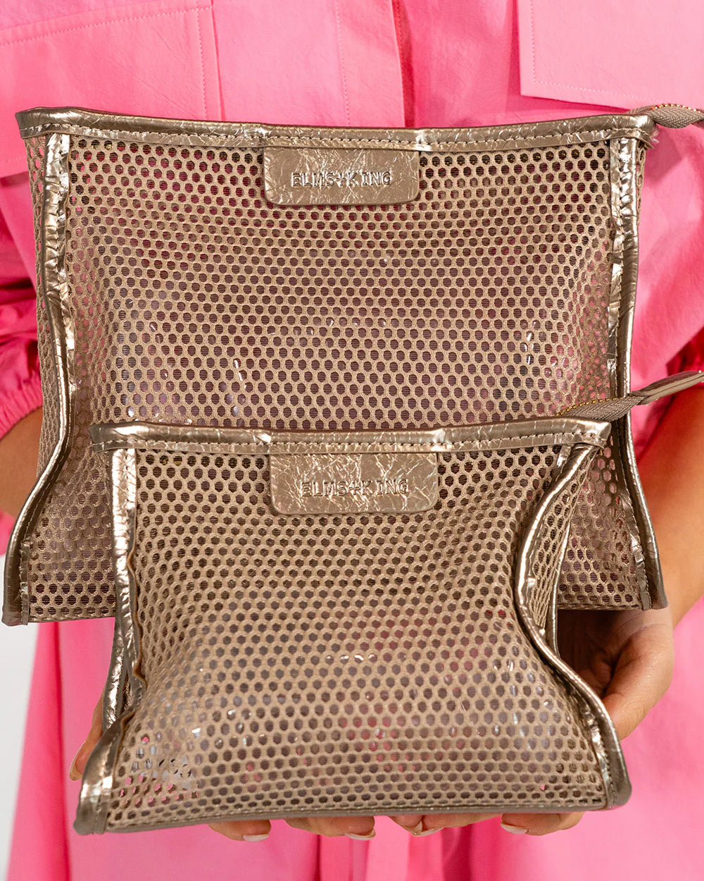 SANTORINI CASE LARGE | Taupe Mesh - Darling & Domain