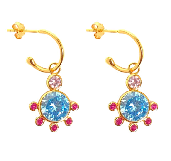 THE PARKER GOLD EARRINGS in Blue by Gold Sister