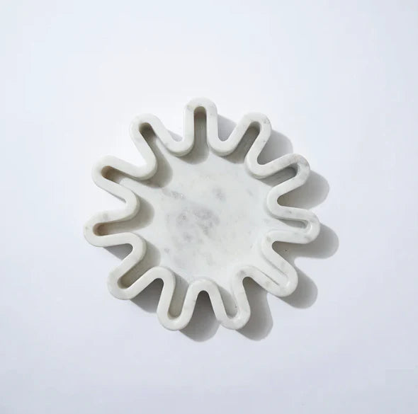 MARBLE ROUND SQUIGGLE CATCHALL in White Marle from Marmoset Found