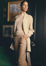 ISOLDA MERINO WOOL BLEND WRAP KNIT CARDIGAN in Bourbon from Oncewa