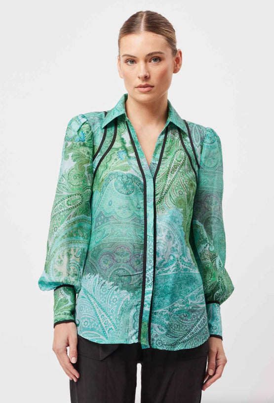 Once Was | ODYSSEY COTTON SILK SHIRT | Jade Exotic