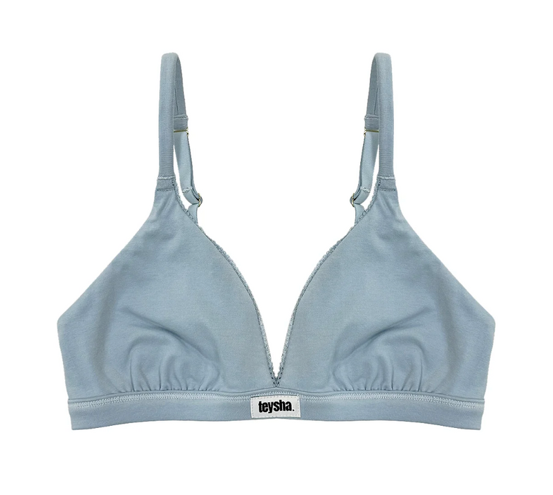 COTTON TRIANGLE BRA | Dusty Blue