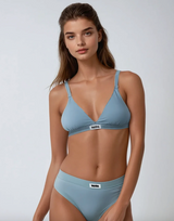 COTTON TRIANGLE BRA | Dusty Blue