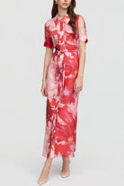 INA MAXI SHIRT DRESS in Pink + Red Floral from Sofia Irina