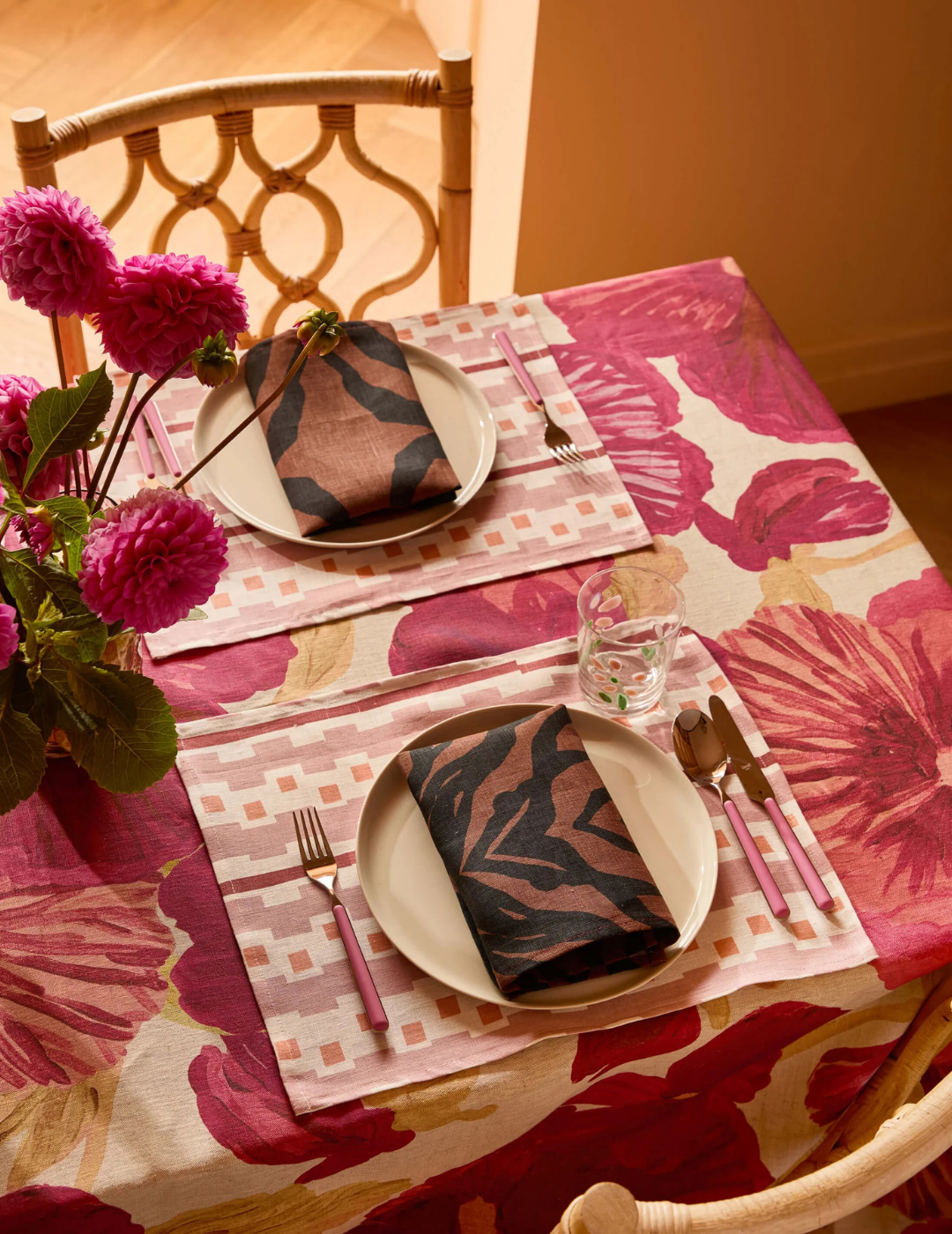TABLECLOTH in Wild Pansy Pink by Bonnie and Neil