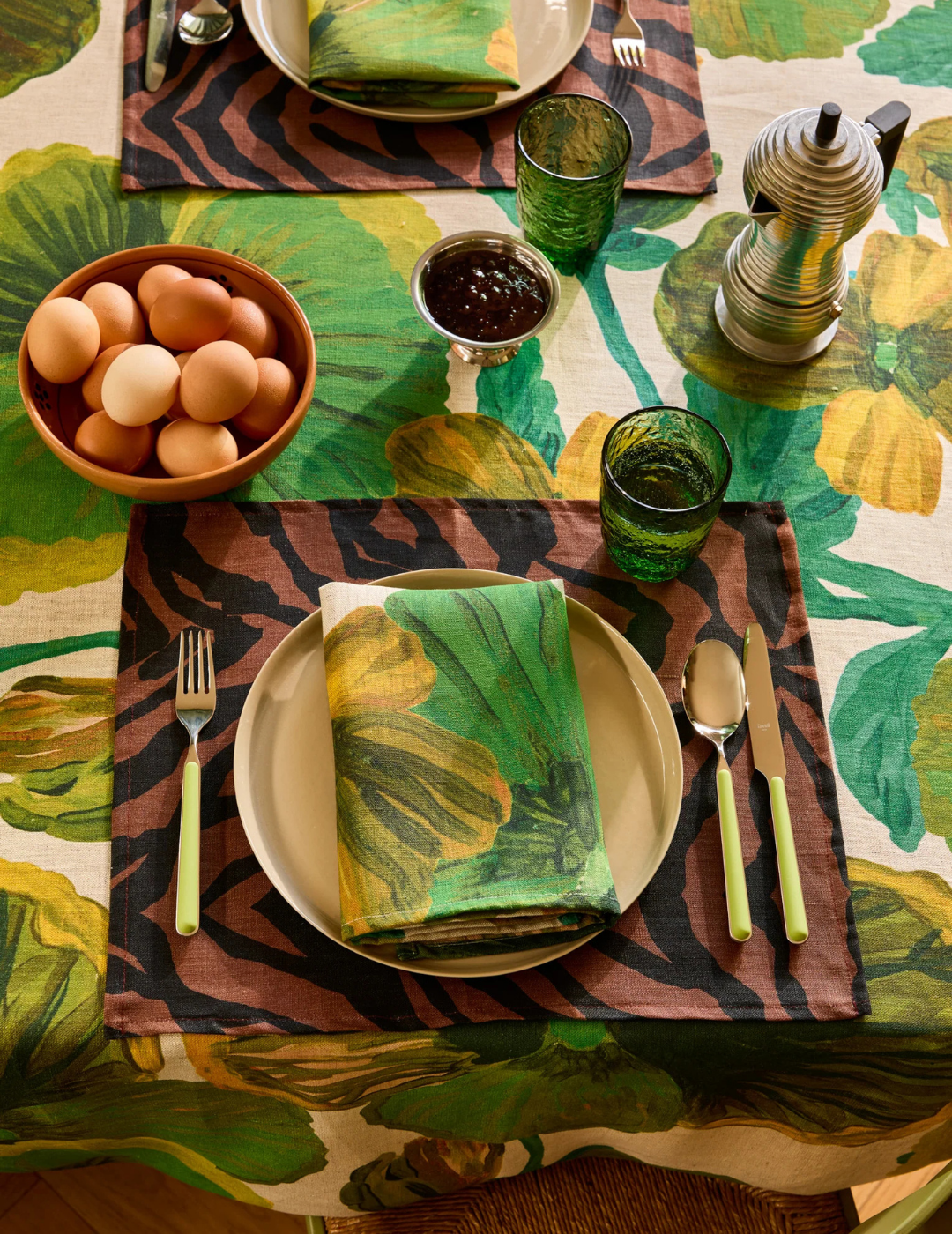 TABLECLOTH in Wild Pansy Verde by Bonnie and Neil