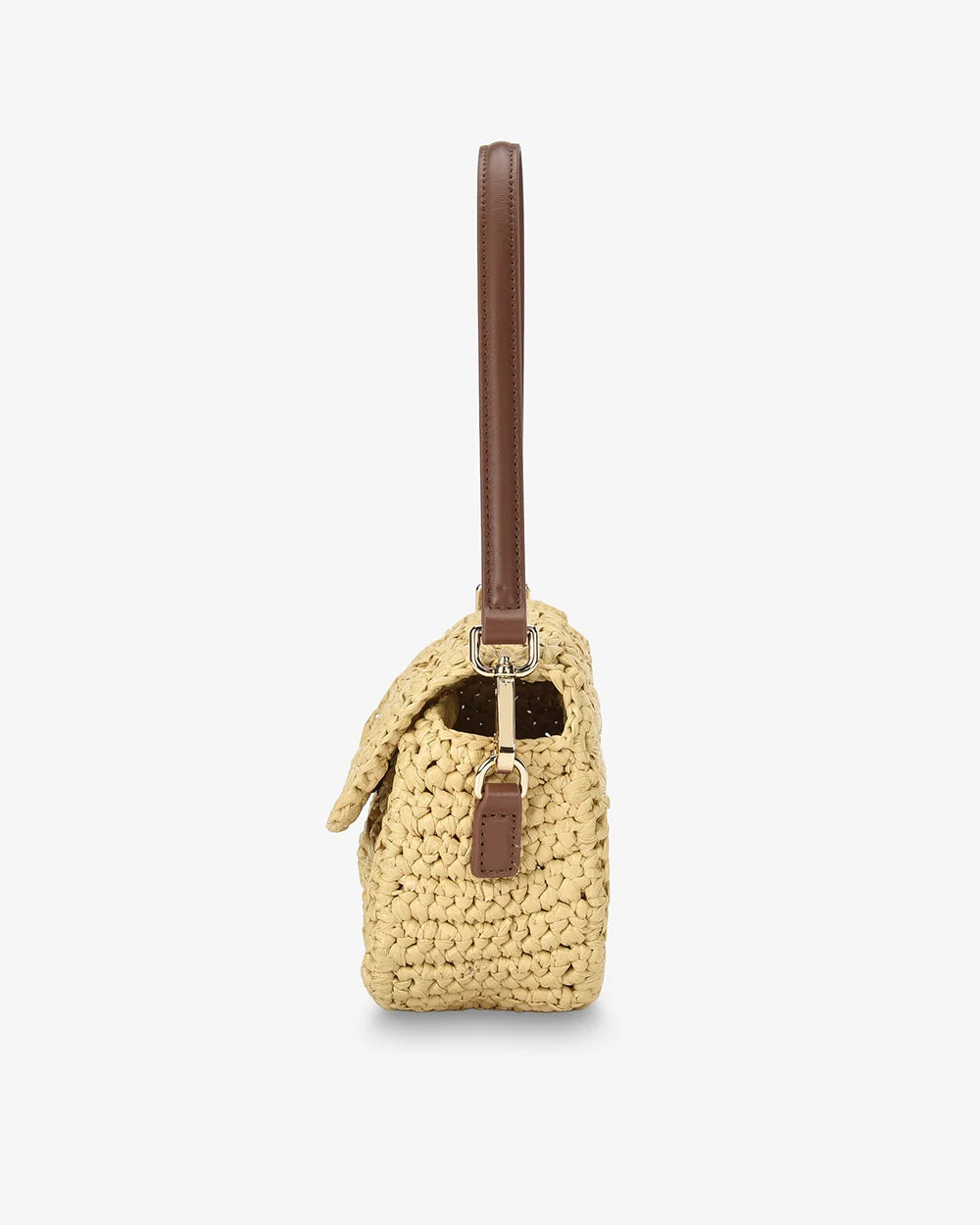 THEA SHOULDER BAG in Raffia Weave with Dark Tan by Arlington Milne