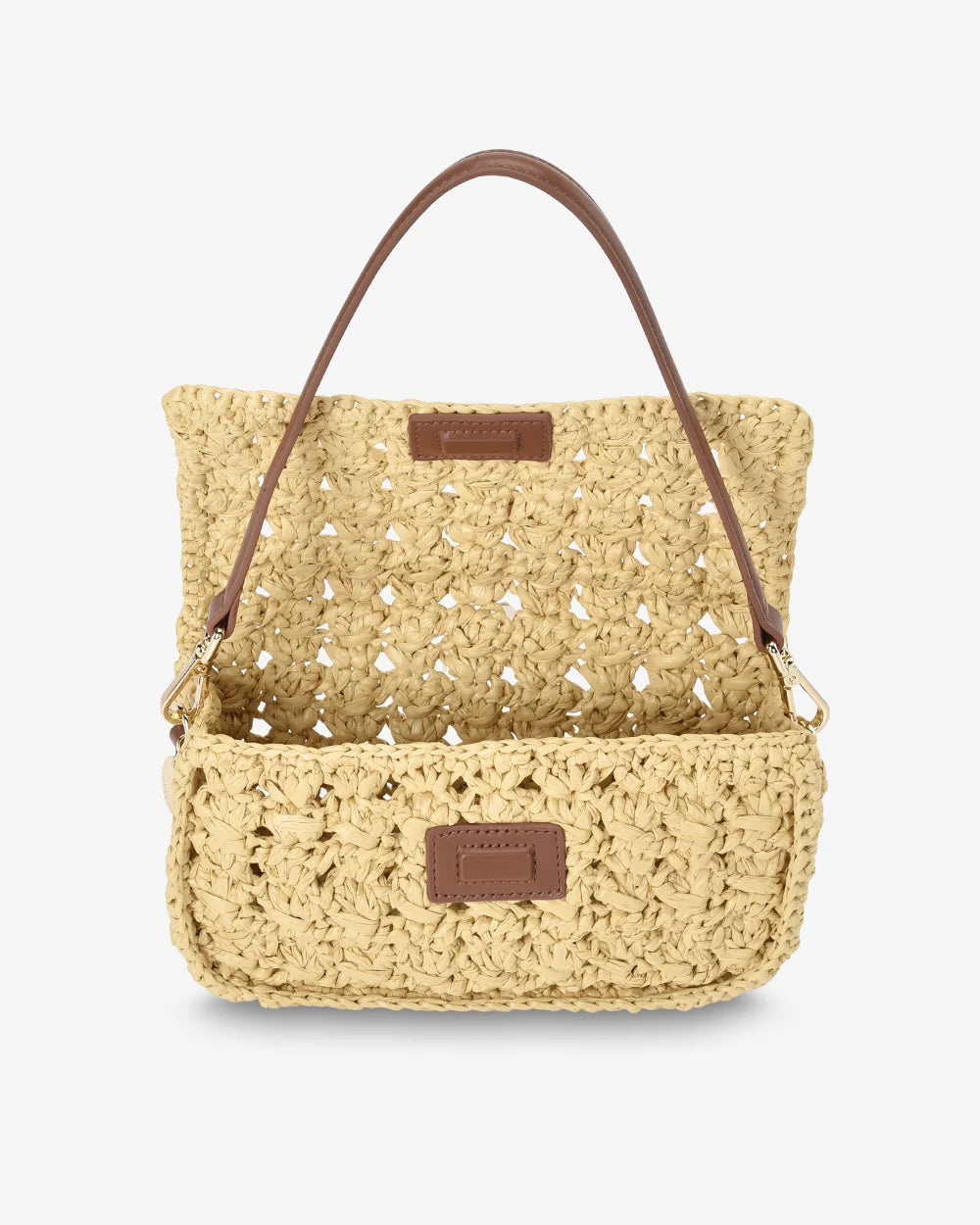 THEA SHOULDER BAG in Raffia Weave with Dark Tan by Arlington Milne