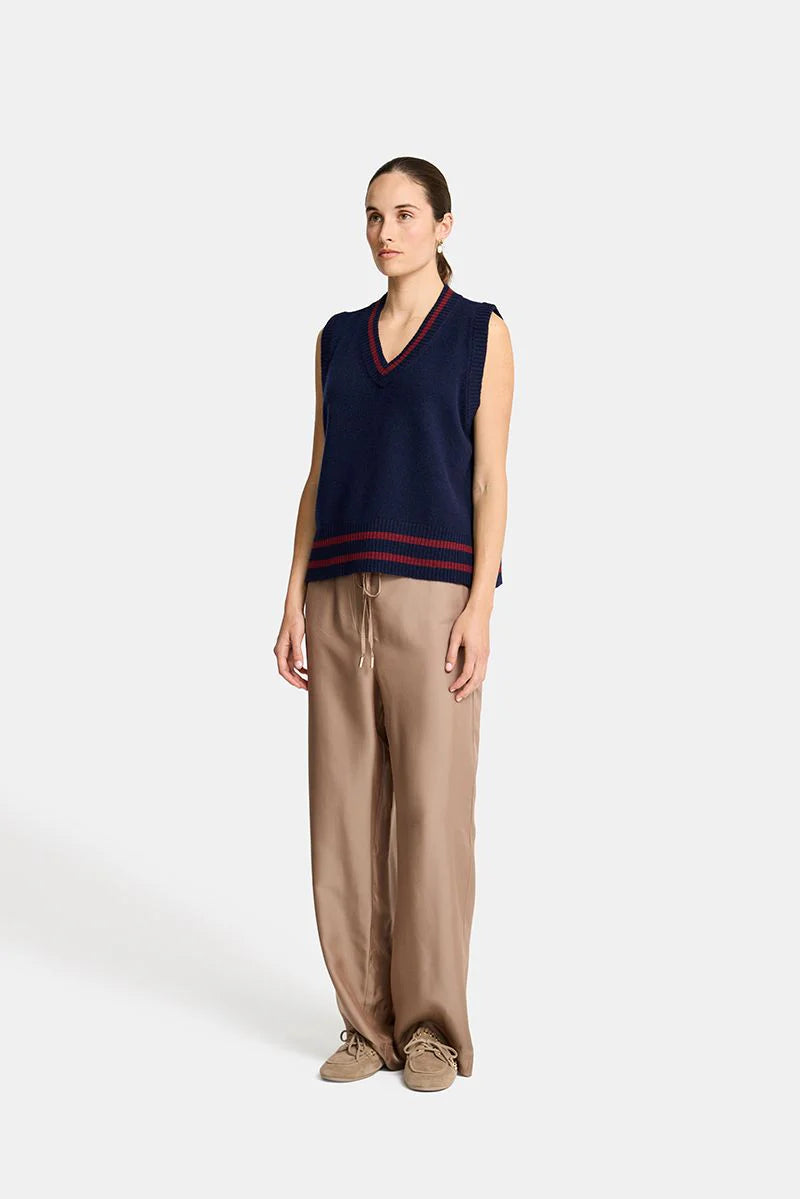 TINA KNIT VEST in Navy and Pinot by Arlington Milne