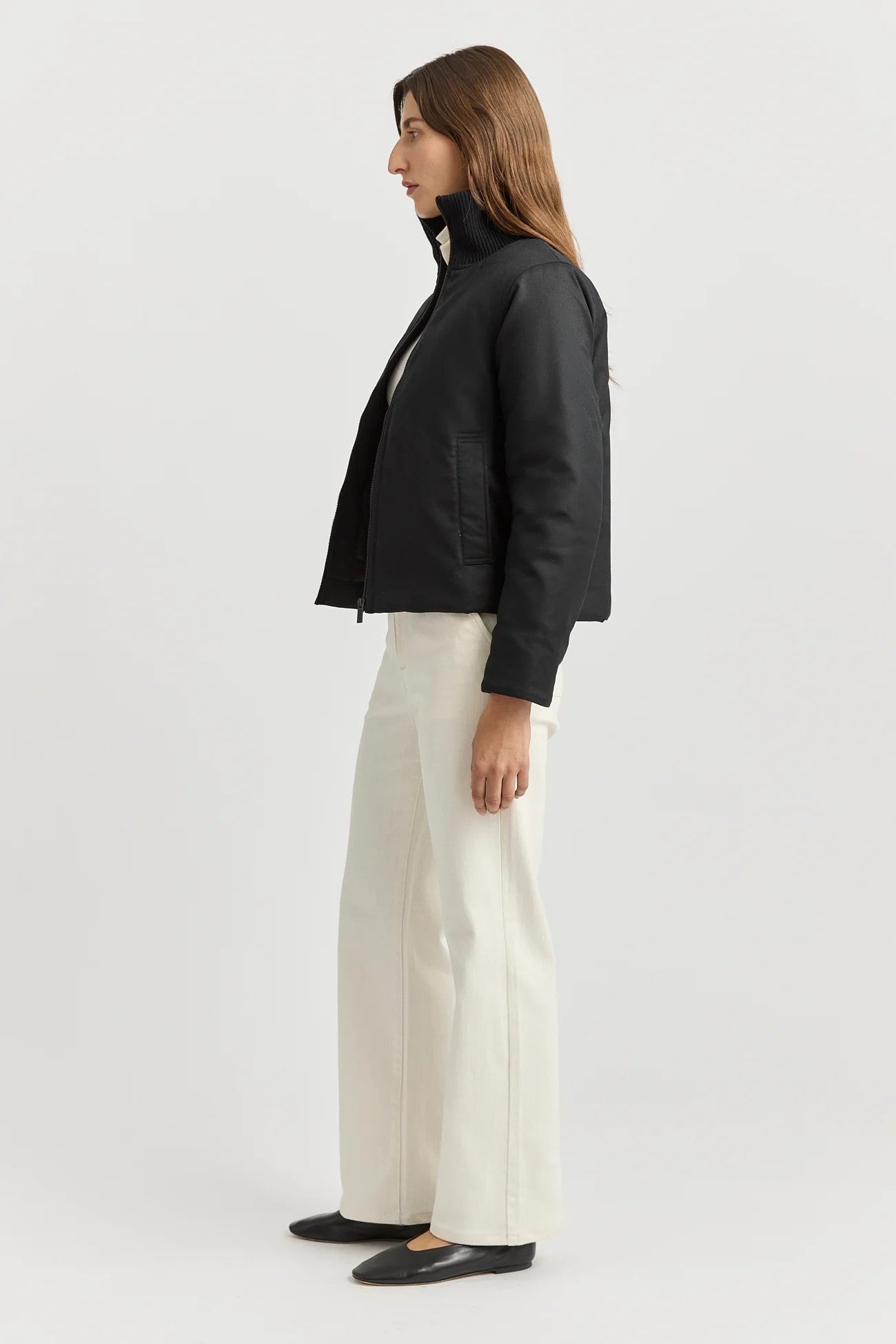 PADDED WOOL JACKET in Black by Toorallie 