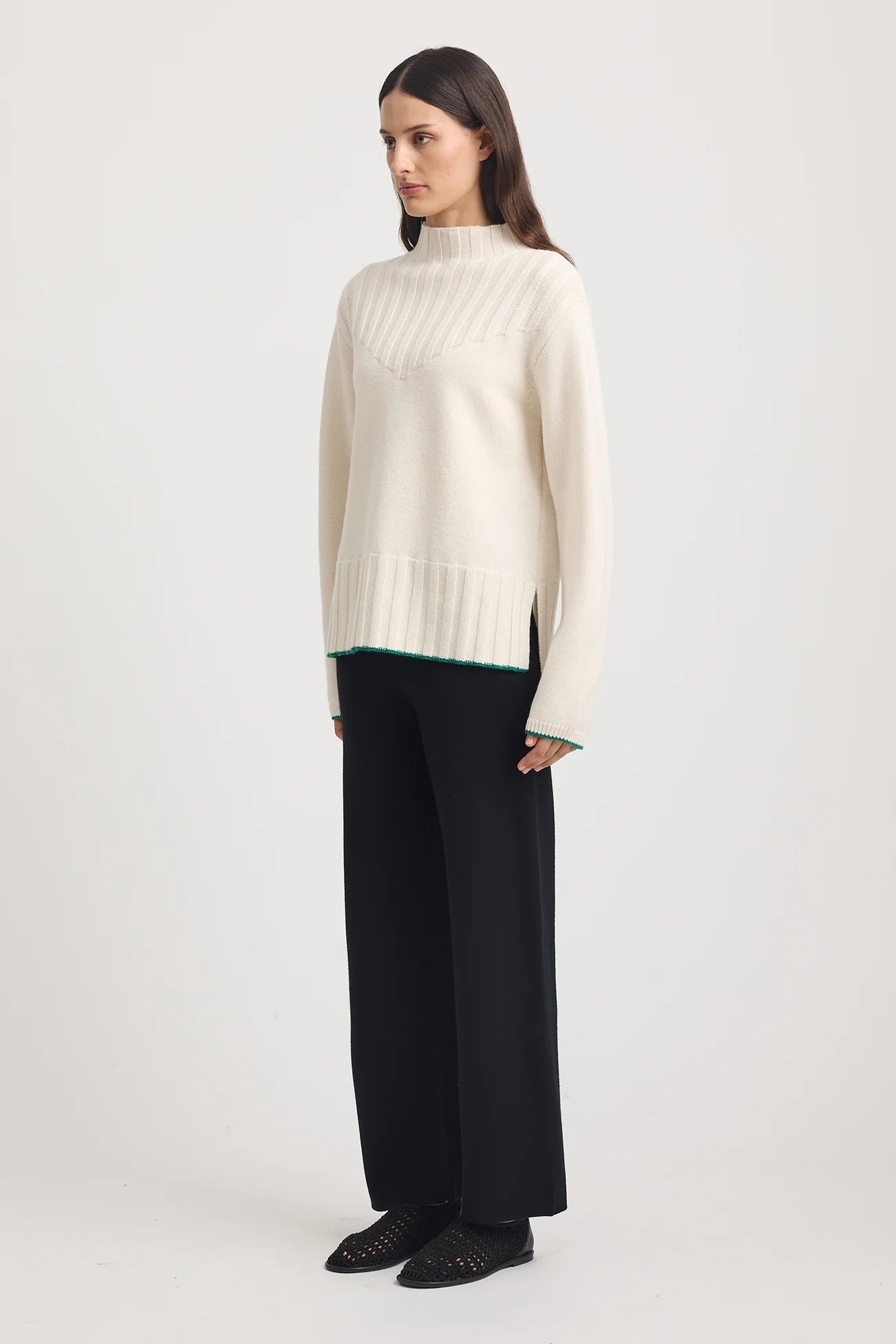 WIDE RIB MOCK NECK in Ivory by Toorallie