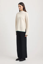 WIDE RIB MOCK NECK in Ivory by Toorallie