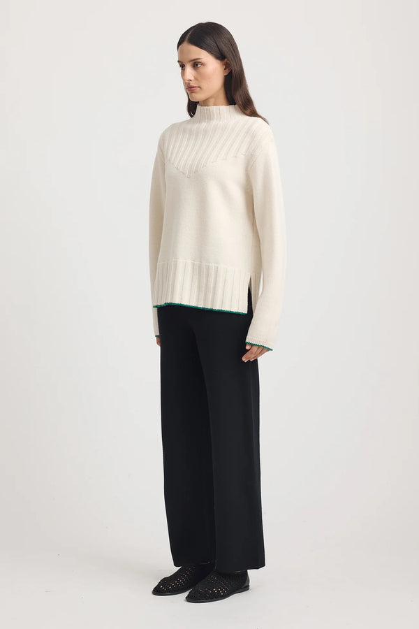 WIDE RIB MOCK NECK in Ivory by Toorallie