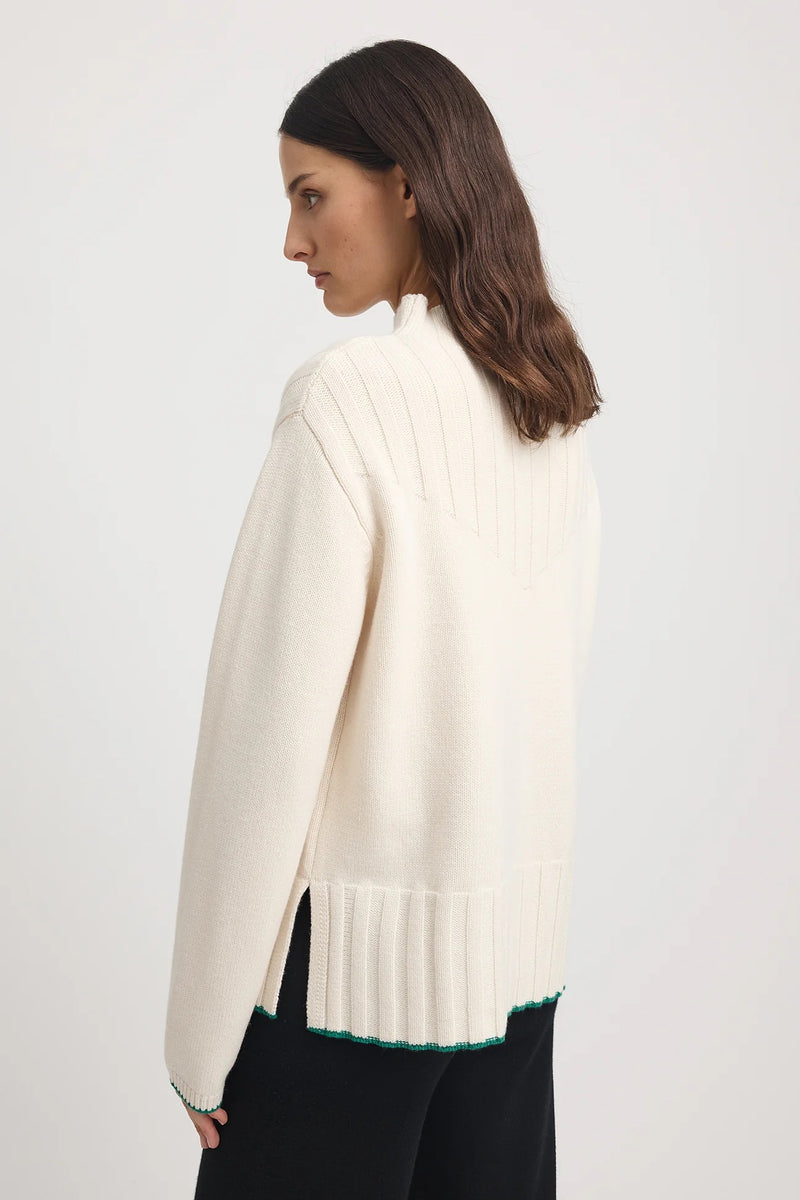 WIDE RIB MOCK NECK in Ivory by Toorallie