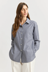 RELAXED COTTON SHIRT in Navy Stripe by Toorallie
