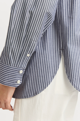 RELAXED COTTON SHIRT in Navy Stripe by Toorallie
