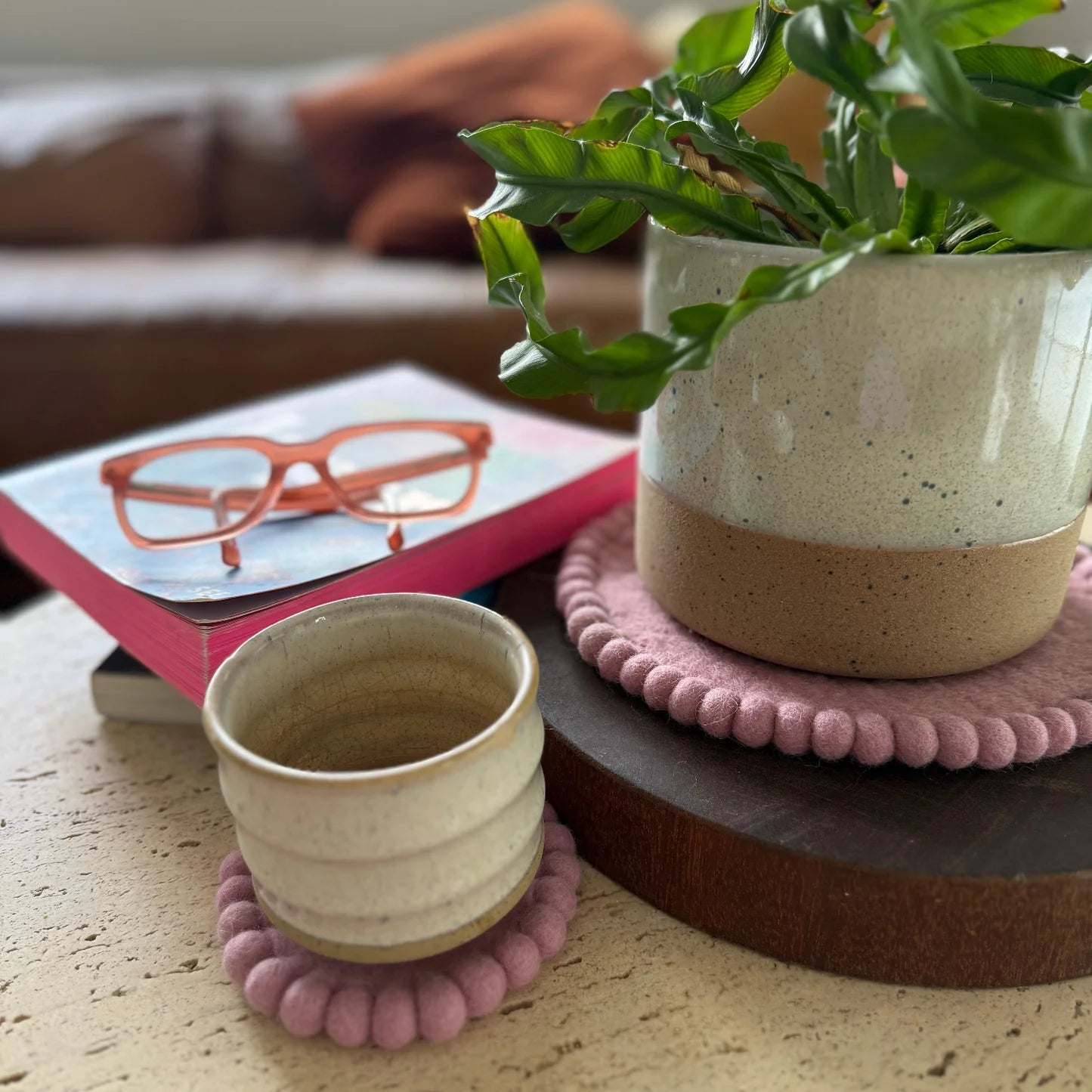 FELT COASTER SET is Vintage Rose by Home Dwellers