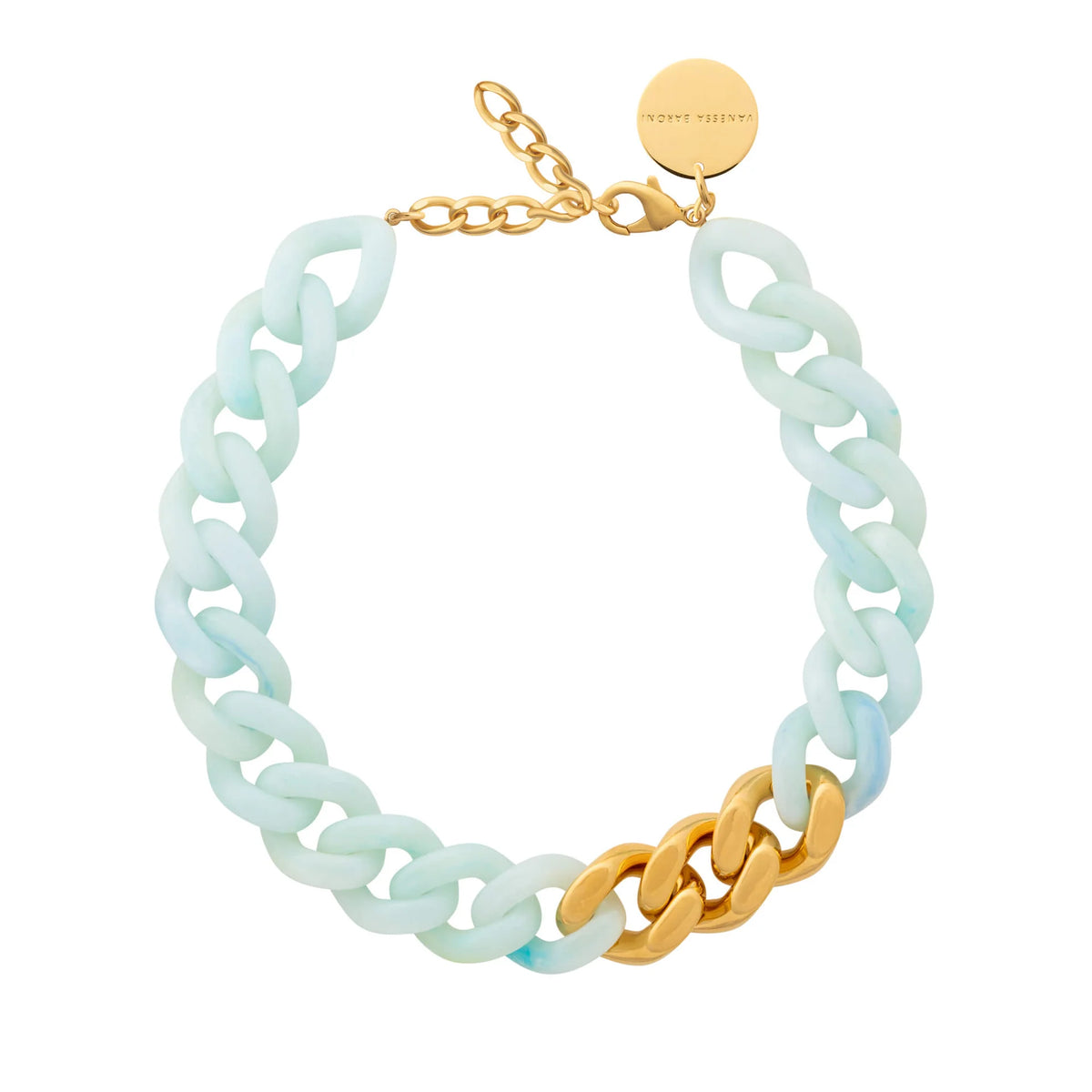 FLAT CHAIN NECKLACE WITH GOLD in Cloud Marble by Vanessa Baroni