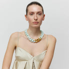 FLAT CHAIN NECKLACE WITH GOLD in Cloud Marble by Vanessa Baroni