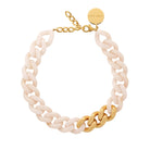 FLAT CHAIN NECKLACE WITH GOLD in Latte Marble by Vanessa Baroni
