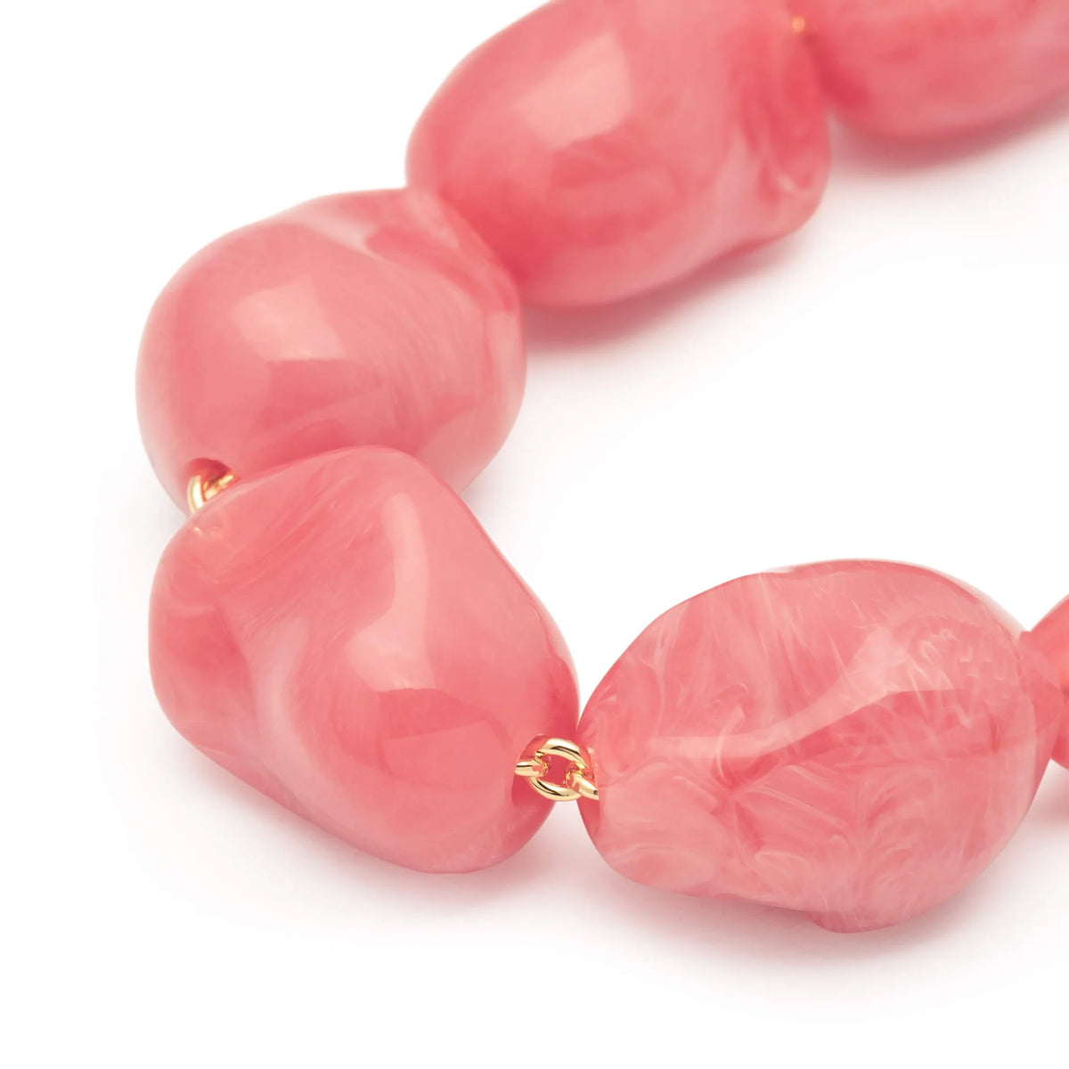 BIG ORGANIC PEARL NECKLACE WITH GOLD in Watermelon Marble by Vanessa Baroni
