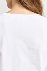 V NECK TEE | White