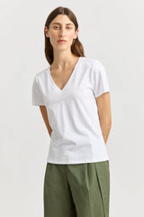 V NECK TEE | White