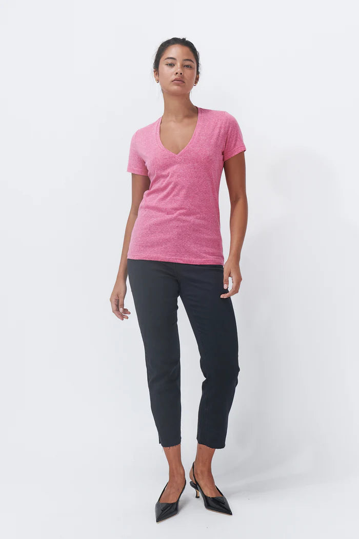 VERONICA V-NECK TEE in Raspberry Marle from Kireina