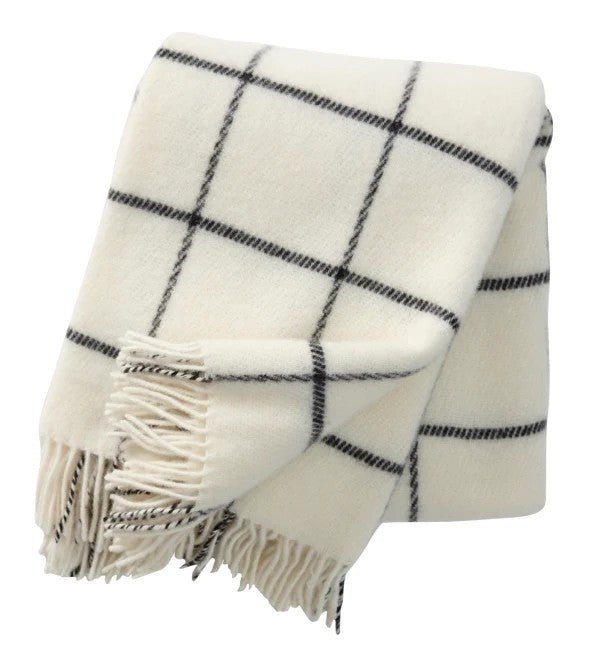 VINGA BRUSHED WOOL BLANKET in White by Klippan