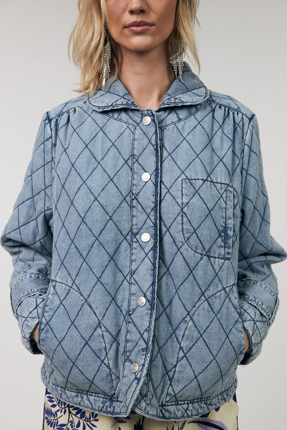 VIOLA QUILTED JACKET in Washed Denim by Lollys Laundry