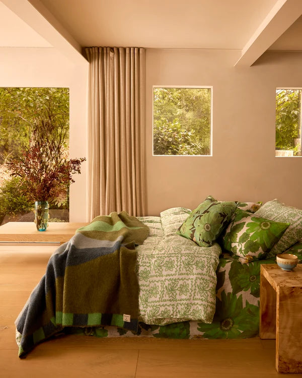 MOHAIR GEOMETRIC THROW in Green from Bonnie and Neil