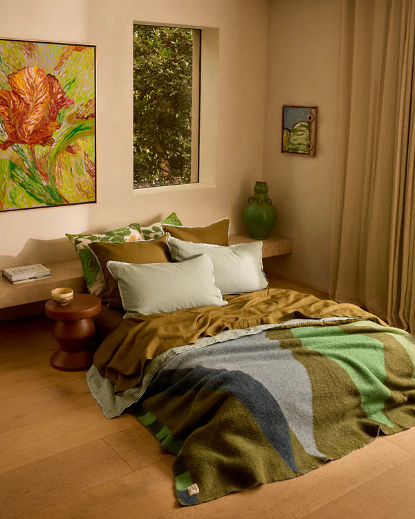MOHAIR GEOMETRIC THROW in Green from Bonnie and Neil