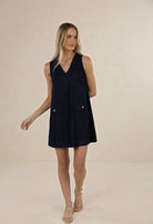 IVY DENIM SHIFT DRESS in Dark Blue by Humidity Lifestyle