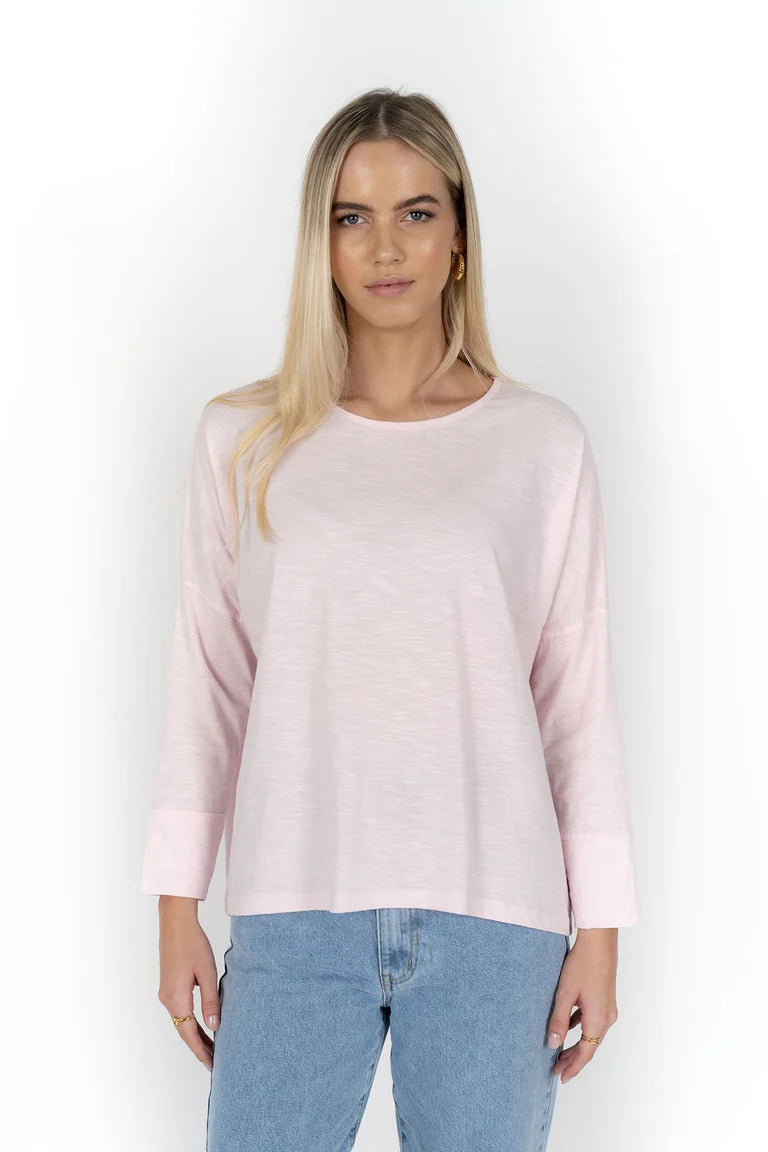 DIPPY LONG SLEEVE TEE in Soft Pink by Humidity Lifestyle