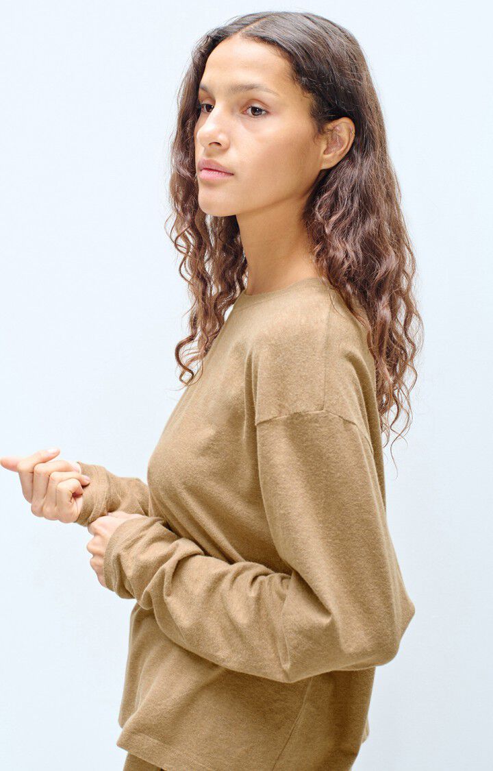 YPAWOOD LONG SLEEVE TEE YPA02B in Macchiato Melange by American Vintage