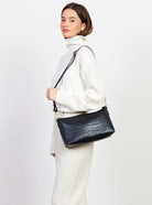CLAUDIA SHOULDER BAG in Black Croc by Saben