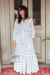 BALLET SKIRT | Polka Dot White + Navy