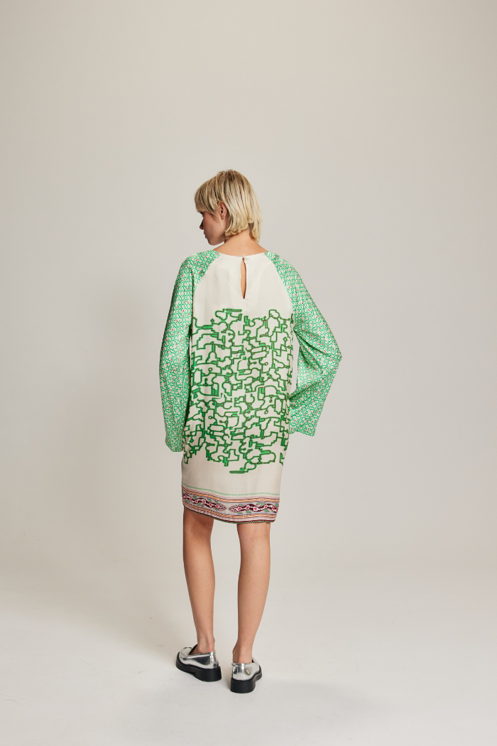 ALANIA BOAT NECK MINI DRESS in Shipibo by ME369