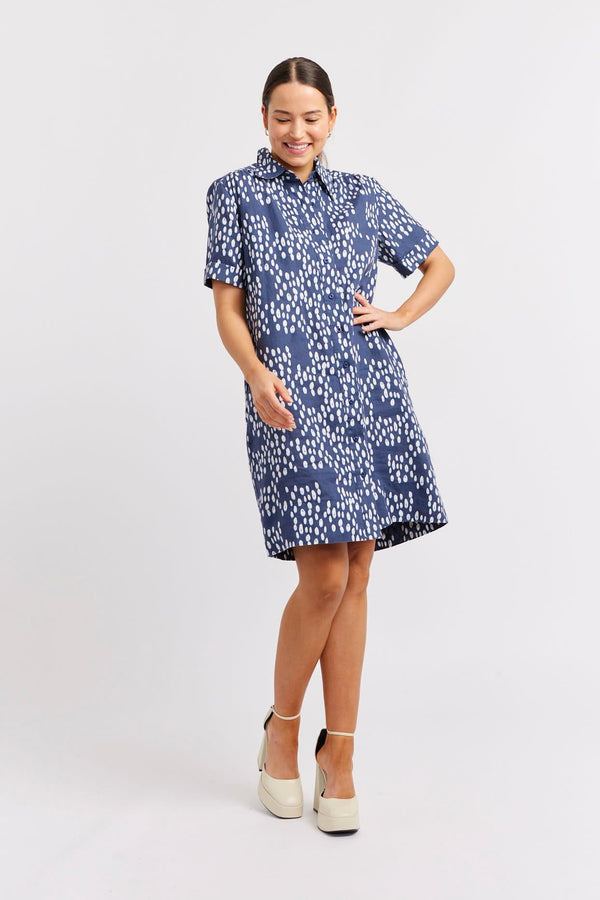 Alessandra ODYSSEY LINEN DRESS in Navy Martini