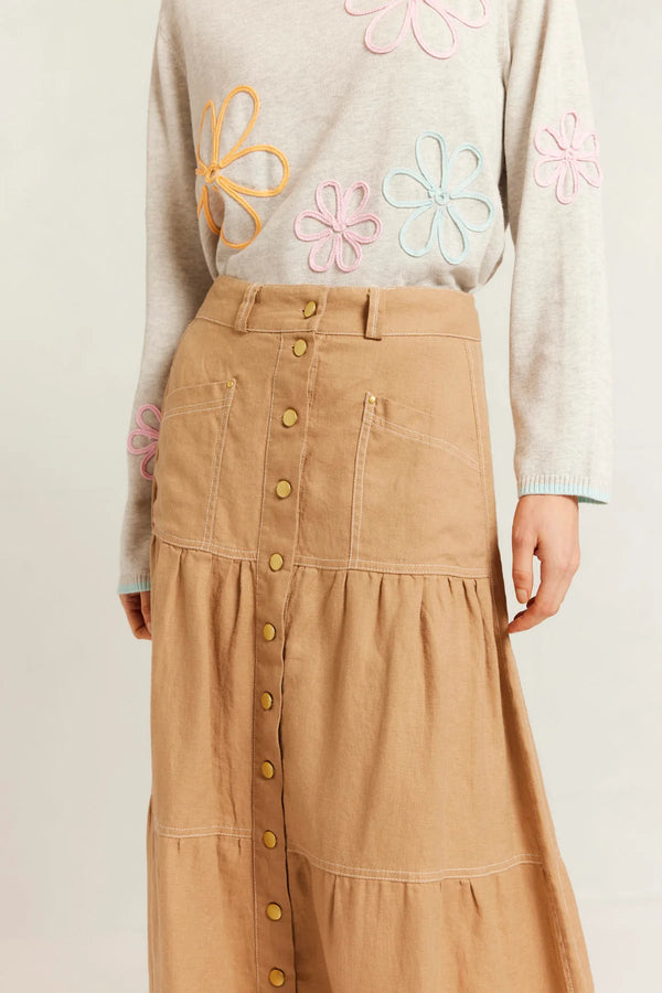 Alessandra LOTUS LINEN SKIRT in Latte