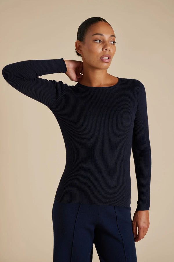 Alessandra MARLEY COTTON CASHMERE TOP in Neat Navy