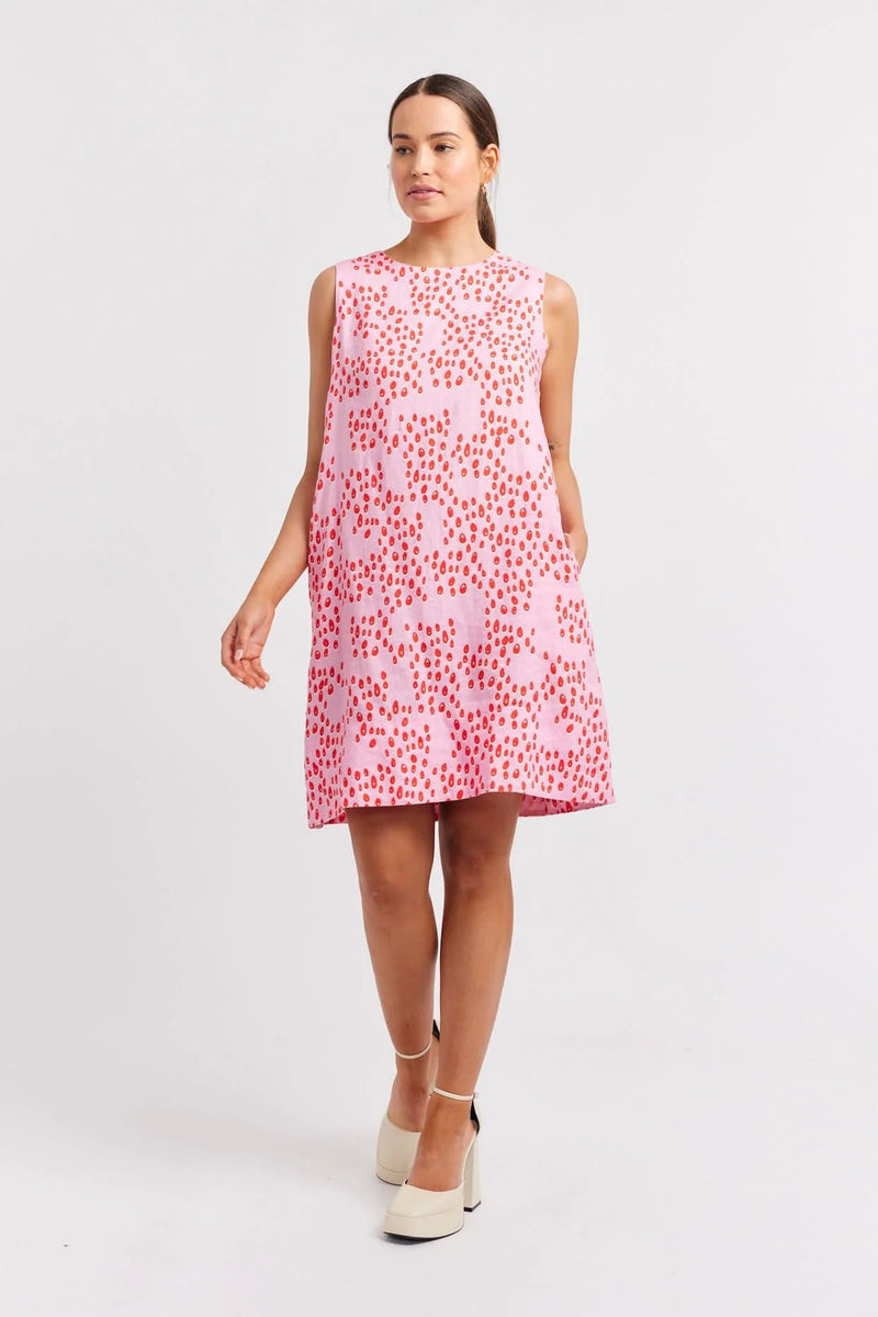 Alessandra Lenna Linen Dress in Lolly Pink Martini available 
