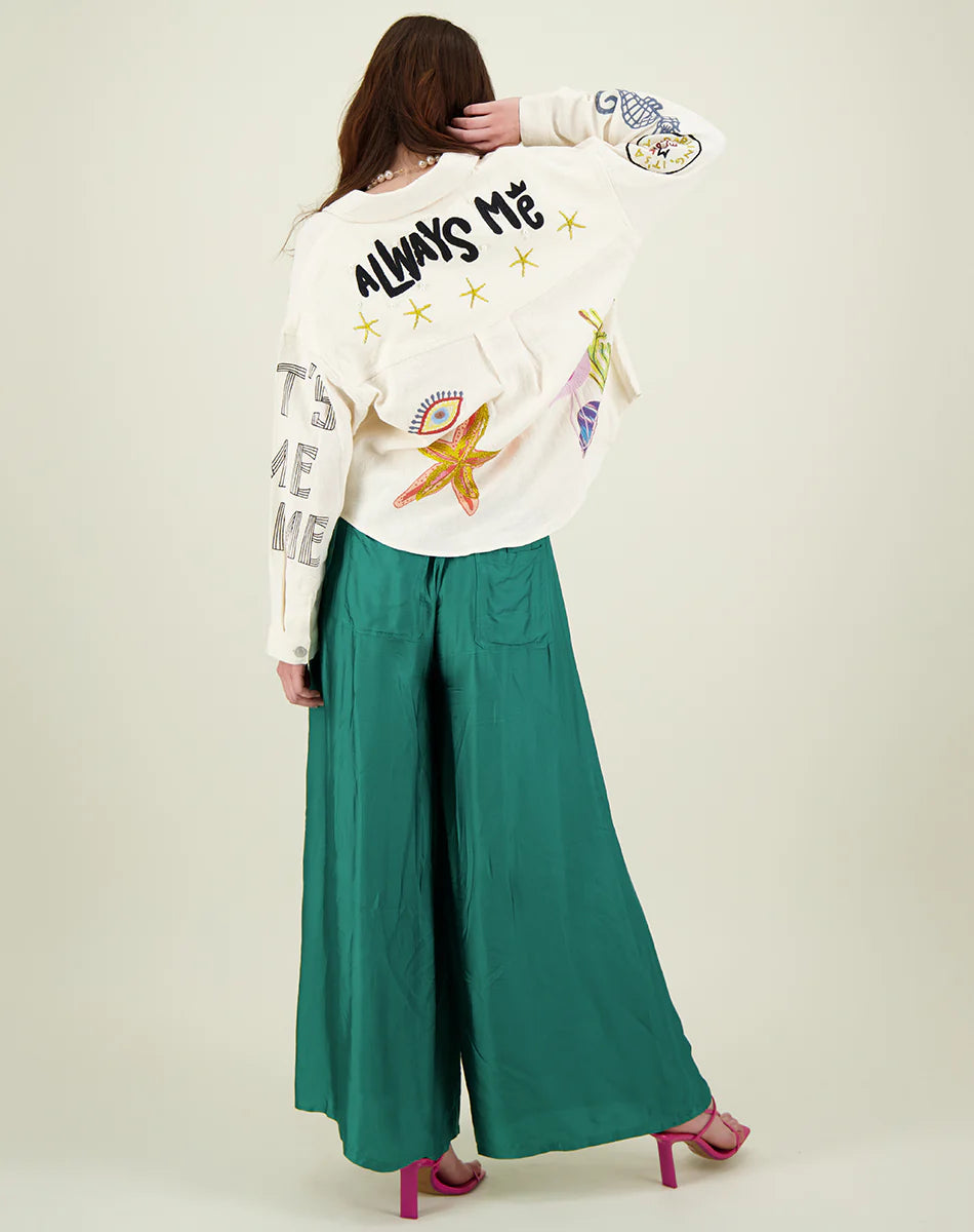 Annie Wide Leg Pant in Green by ME369
